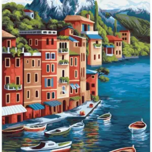 Festés számok szerint, tengerparti város, 40 x 50 cm - A000017 - szipercuccok.hu
