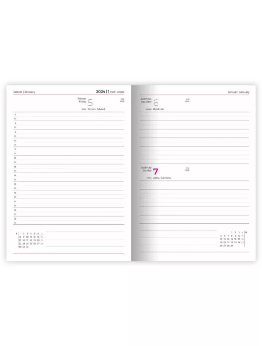 Lizzy Calendar határidőnapló, A5, napi, szivacsos borító, 2024, Blossoms - P000005 - szipercuccok.hu